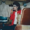 Michael Jackson en su furgoneta.