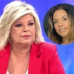 Terelu Campos en una imagen de Telecinco en un montaje con Paola Olmedo