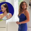 Pastora Soler vestida de azul en un montaje con su imagen cantando en Eurovisión 2012