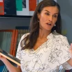 La reina Letizia hoy en la Feria del Libro de Madrid.