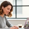 Mujer usando auriculares