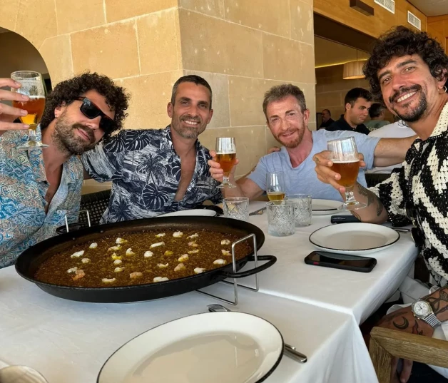 Pablo Motos con Juan Ibáñez, Damián Mollá y Marron,
con los que come todos los lunes desde hace años.
