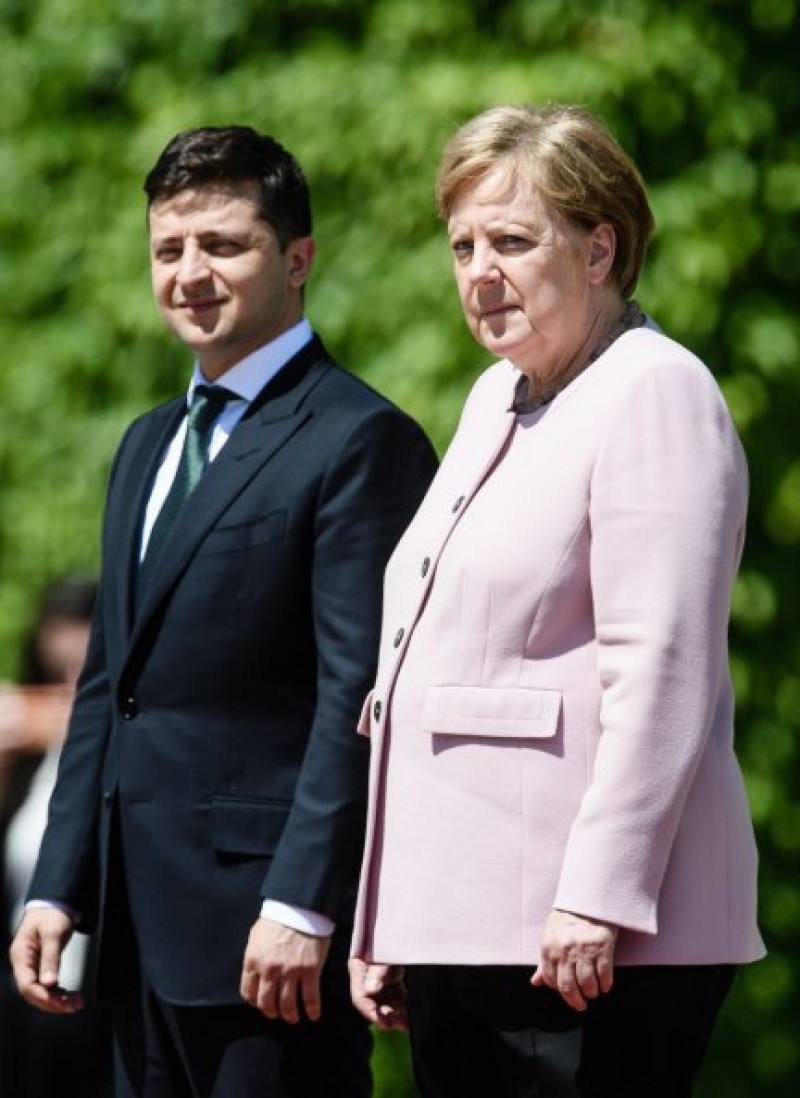 Angela Merkel con el presidente ucraniano Vladímir Zelenski, en Berlín.