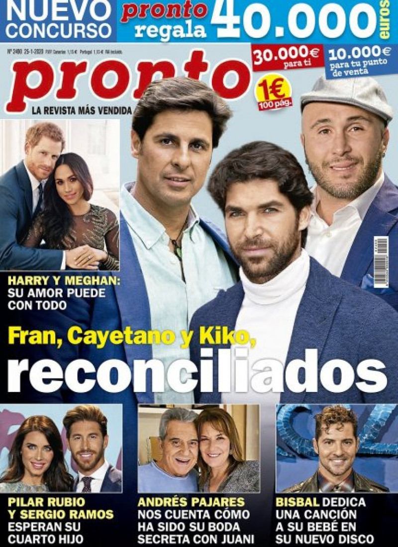 Los hermanos Rivera -Fran, Cayetano y Kiko- son los protagonistas de la portada de Pronto de esta semana.