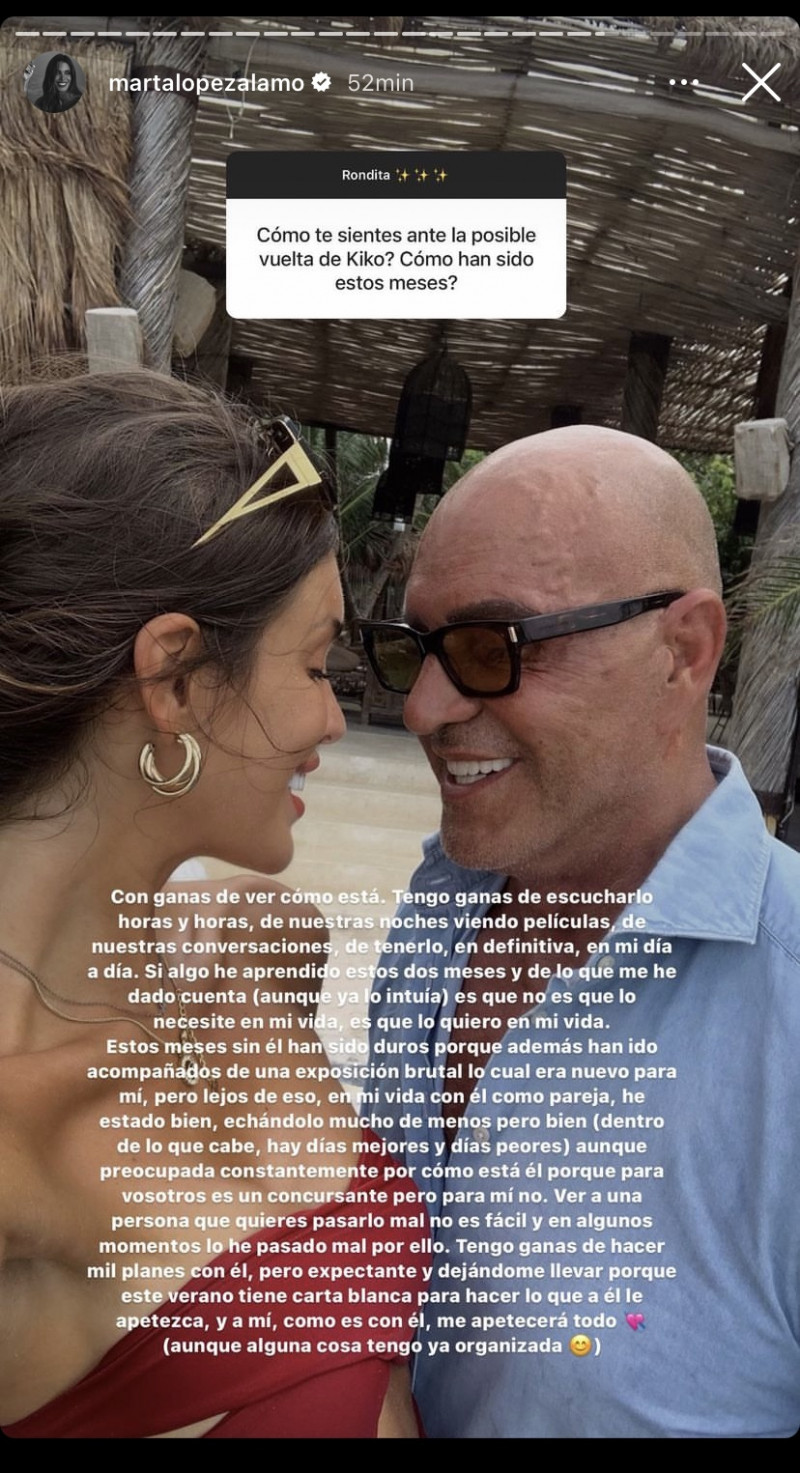 Declaraciones de Marta López Álamo en su Instagram