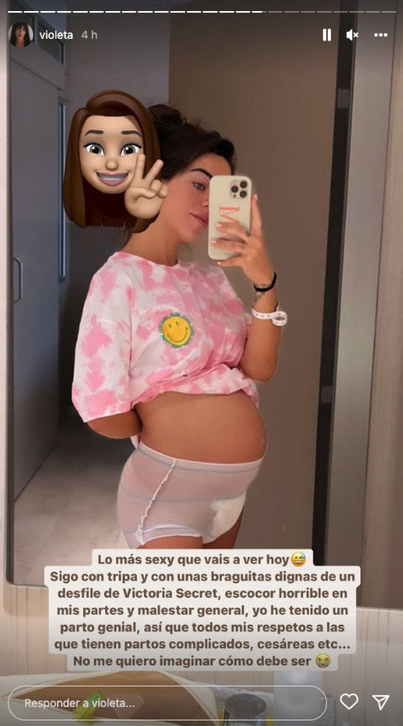 Violeta Magriñán muestra su barriga 24 horas después de dar a luz