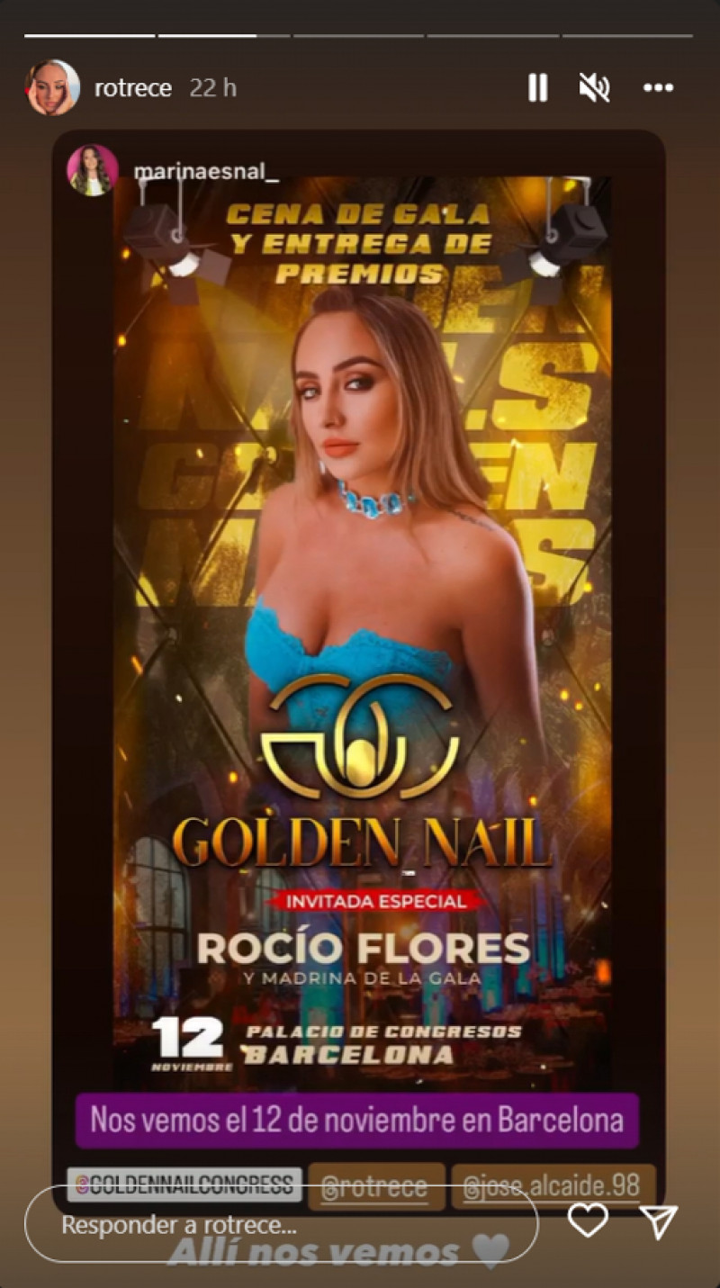 Rocío Flores ha compartido la noticia en su Instagram (@rotrece)