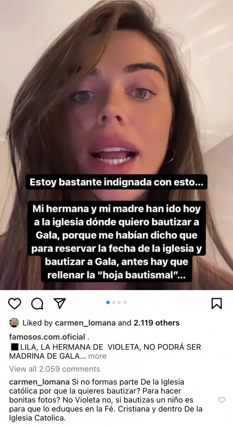 Carmen Lomana se ha mostrado en contra de Violeta Mangriñán.