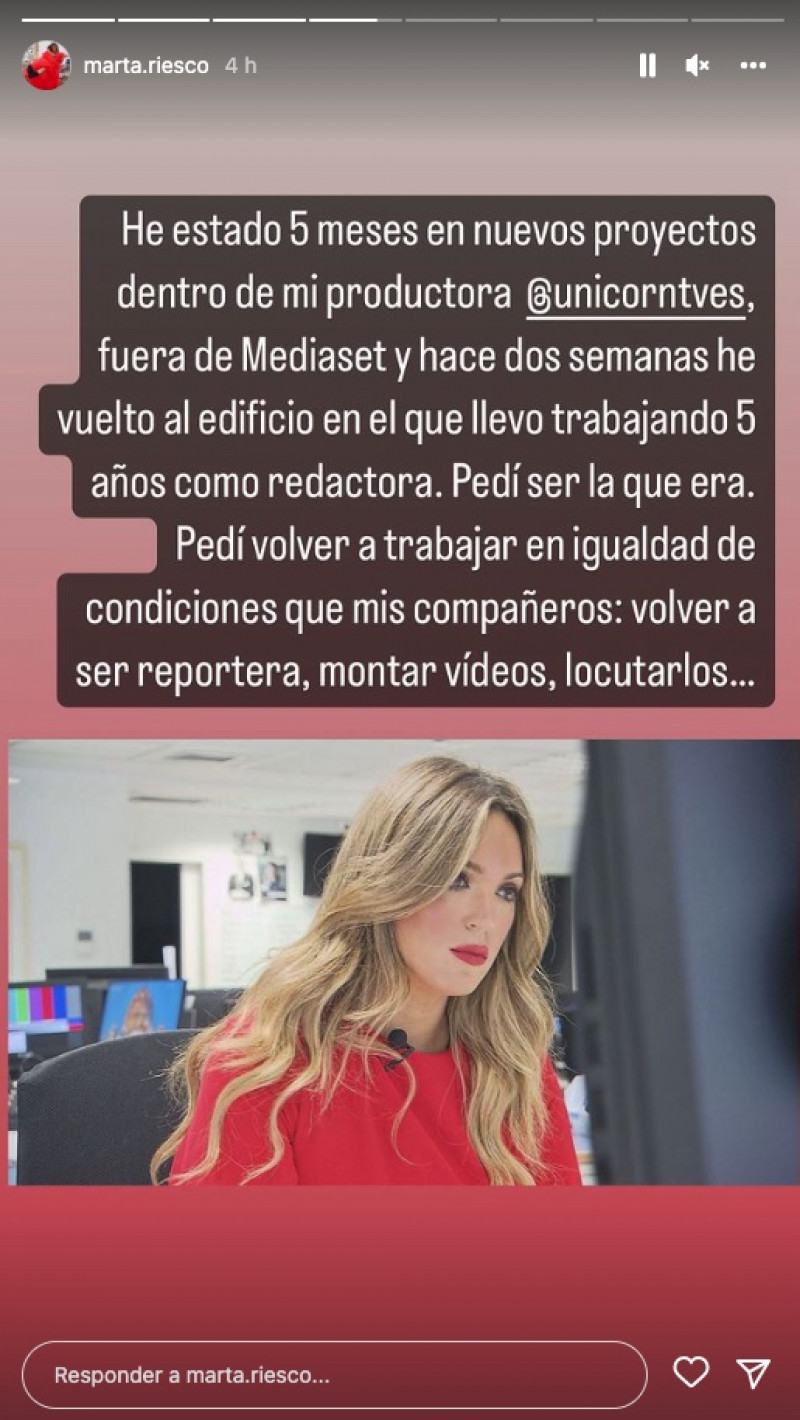 Marta Riesco reivindica su trabajo como reportera