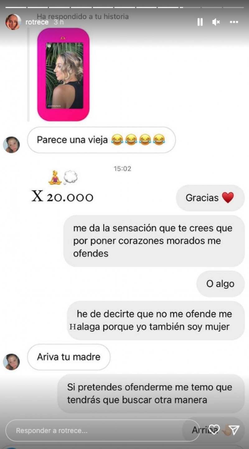 Rocío Flores estalla tras los reiterados mensajes de una seguidora