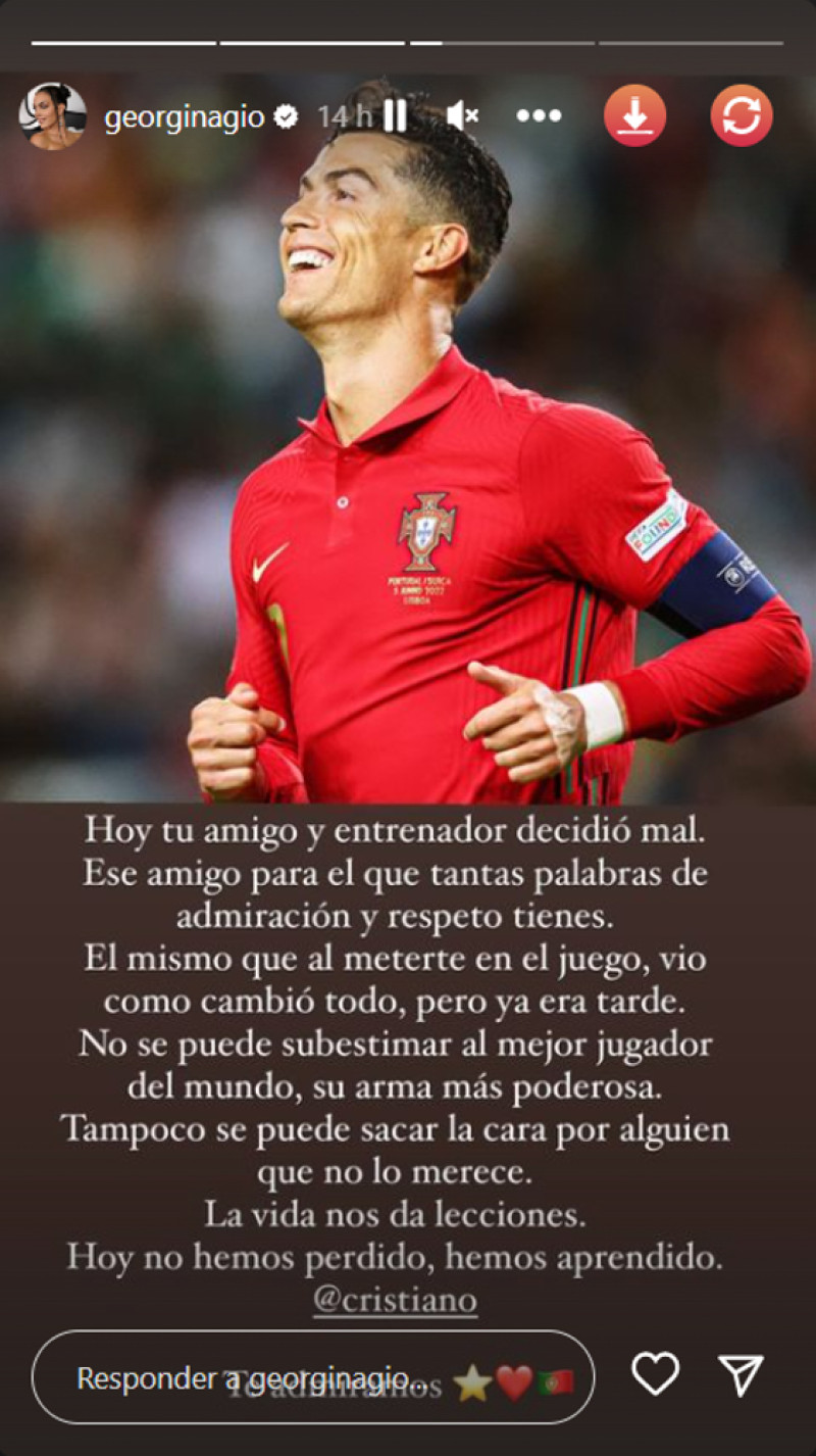 El mensaje de Georgina Rodríguez a Cristiano Ronaldo en Instagram (@georginagio)