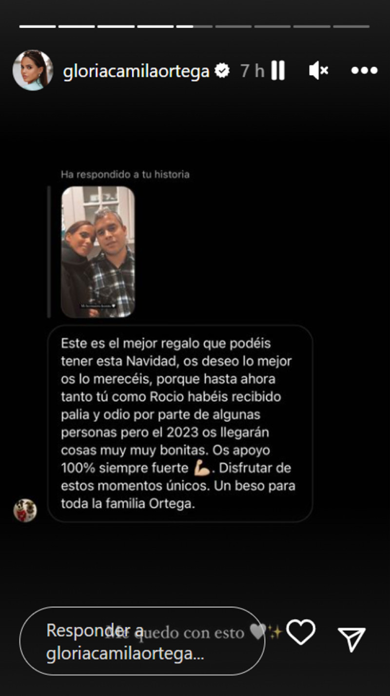 Gloria Camila ha recibido un mensaje que ha querido compartir con sus seguidores (@gloriacamilaortega)