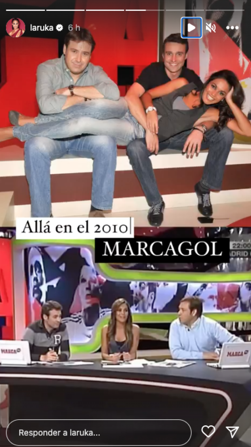 Lara Álvarez con sus compañeros de Marca TV en 2010