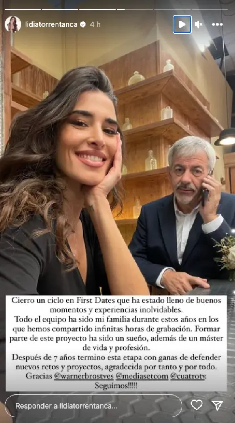 Lidia Torrent con Carlos Sobera en First dates.