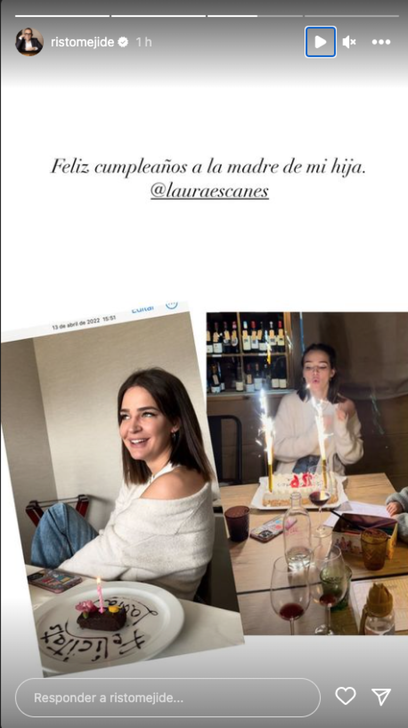 Risto Mejide felicita a Laura Escanes en stories.