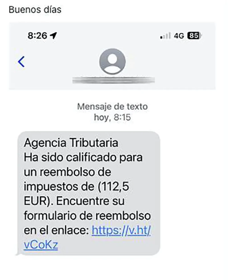 estafa de la agencia tributaria que llega por sms