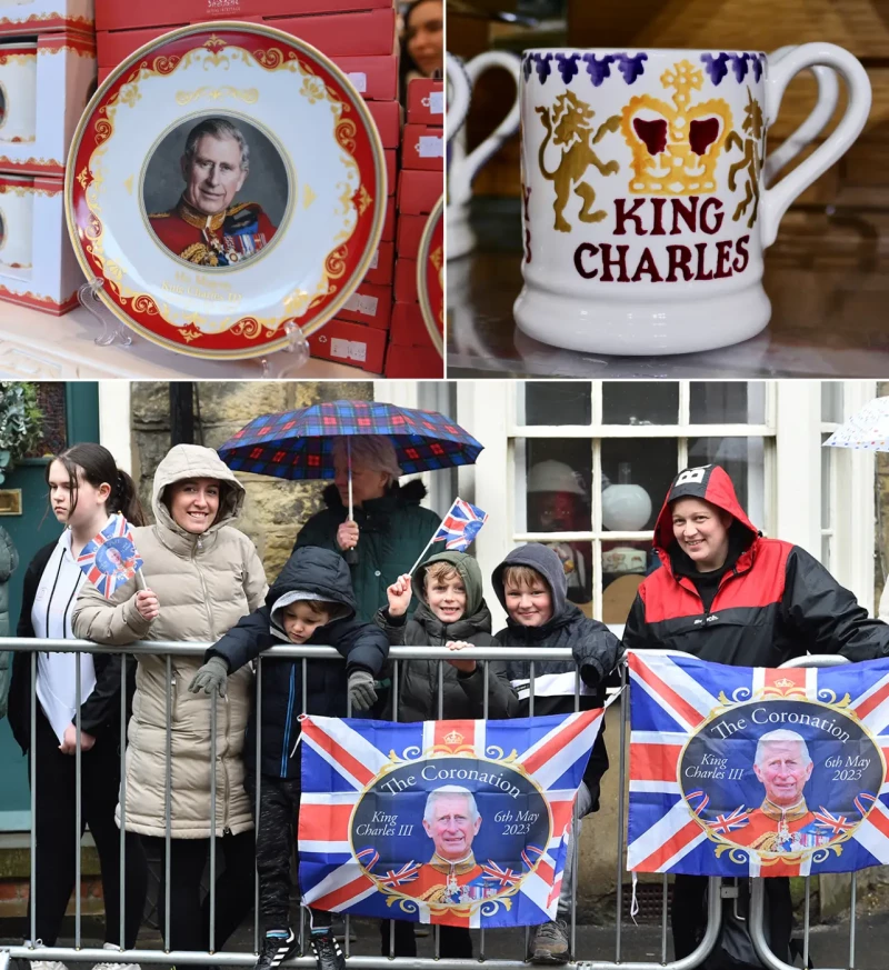 Souvenirs y fans de la coronación de los reyes de Inglaterra