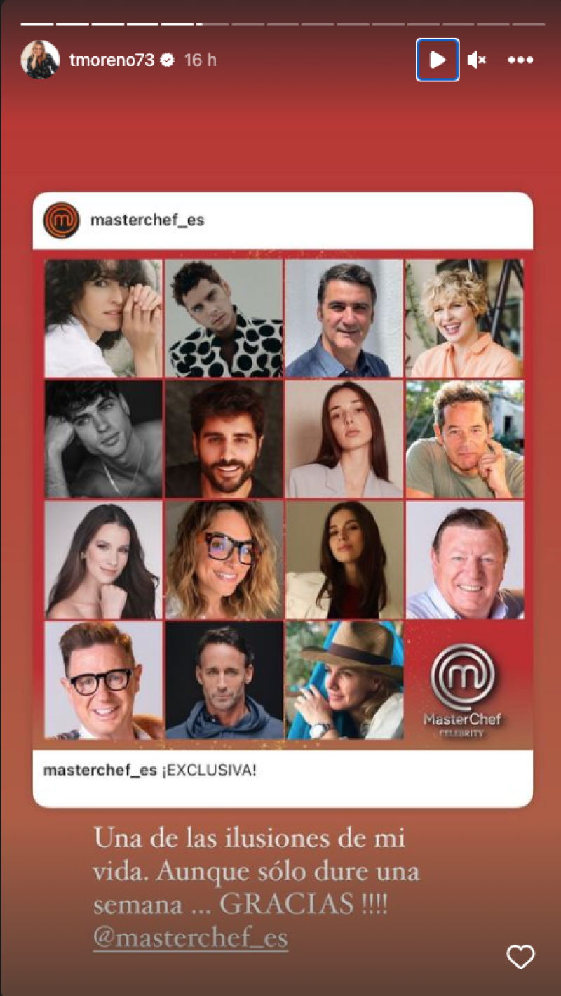Post de 'Masterchef celebrity 8' con el mensaje de Toñi Moreno anunciándolo.