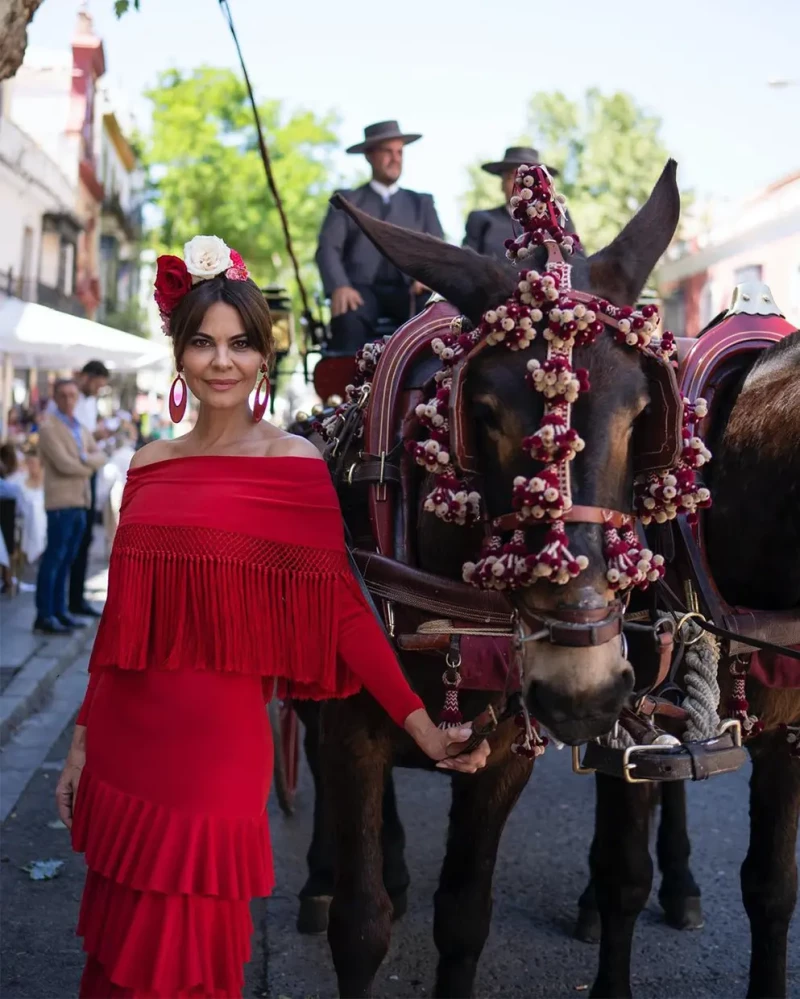 María José Suárez en la Feria de Abril.