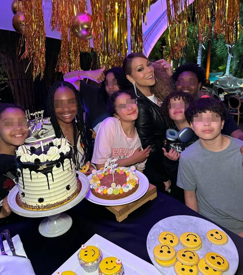 Mariah Carey en la fiesta de cumpleaños de sus hijos.