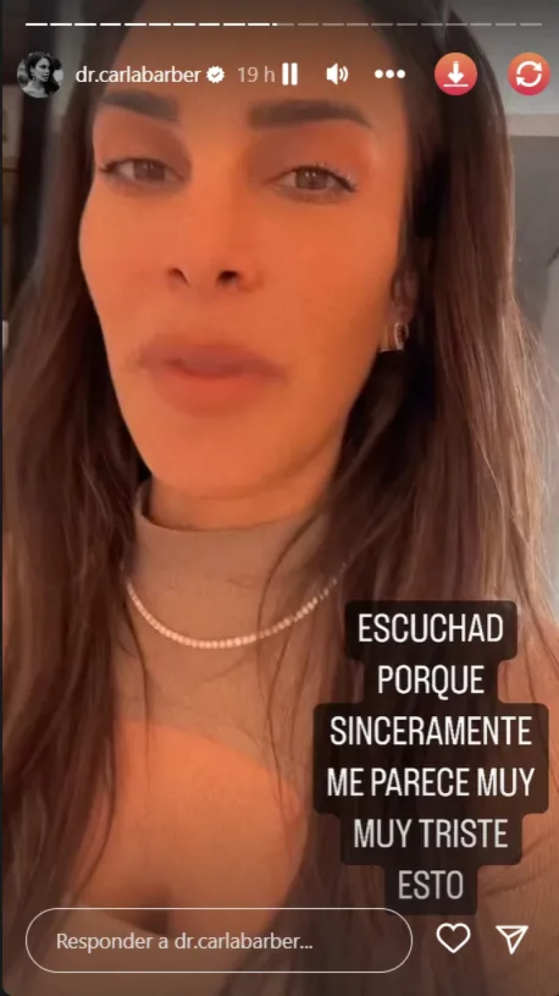 Carla Barber en sus historias de Instagram (@dr.carlabarber)