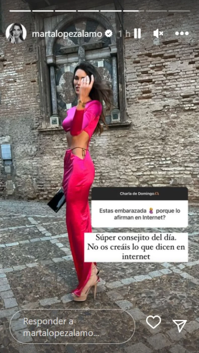 Marta López Álamo responde a las preguntas sobre los rumores de embarazo en Instagram (@martalopezalamo)
