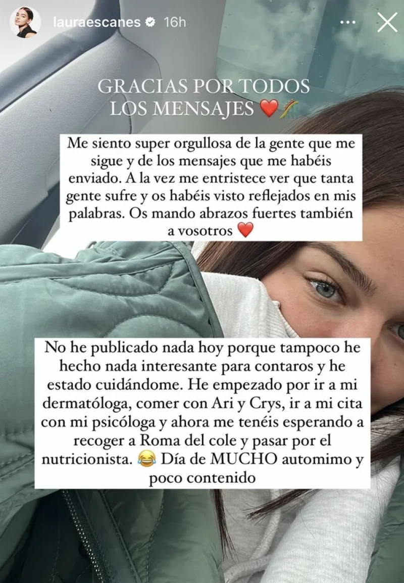 Laura Escanes en sus historias de Instagram.