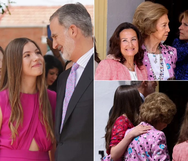 Infanta Sofía con su padre el rey Felipe VI, infanta Sofía entrando con la princesa Leonor