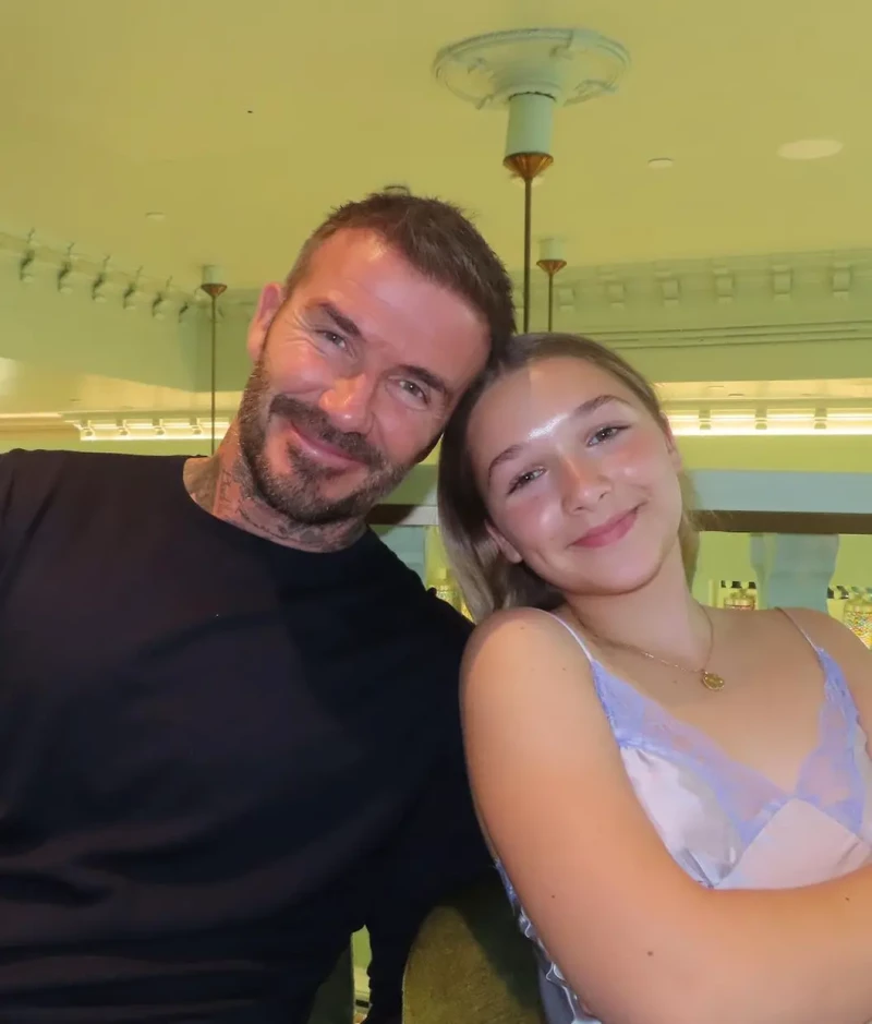 David Beckham con su hija.