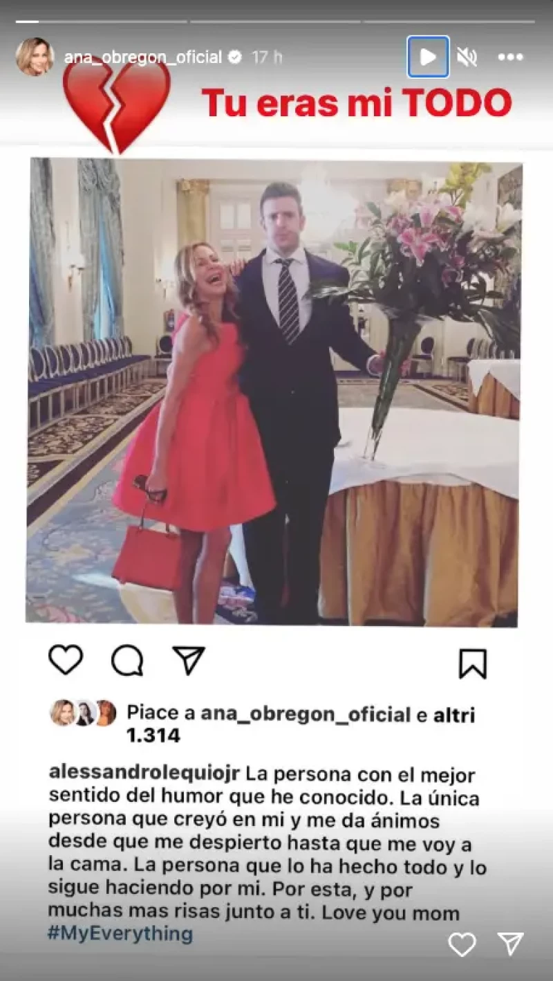 Ana Obregón comparte un mensaje que le escribió Aless (captura Instagram)