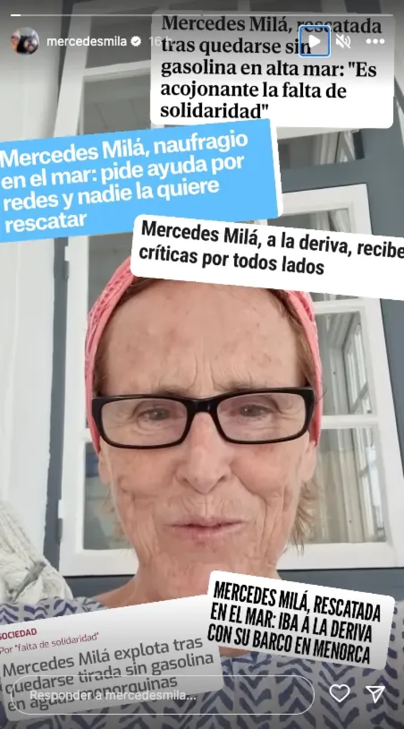 Mercedes Milá se disculpa en stories por las palabras que pronunció tras su percance en barco.