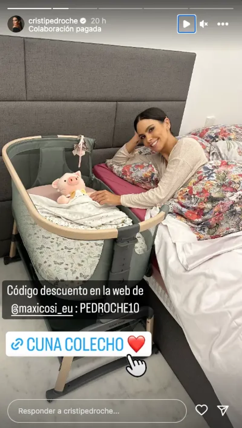 Cristina Pedroche muestra la cuna de colecho que está usando