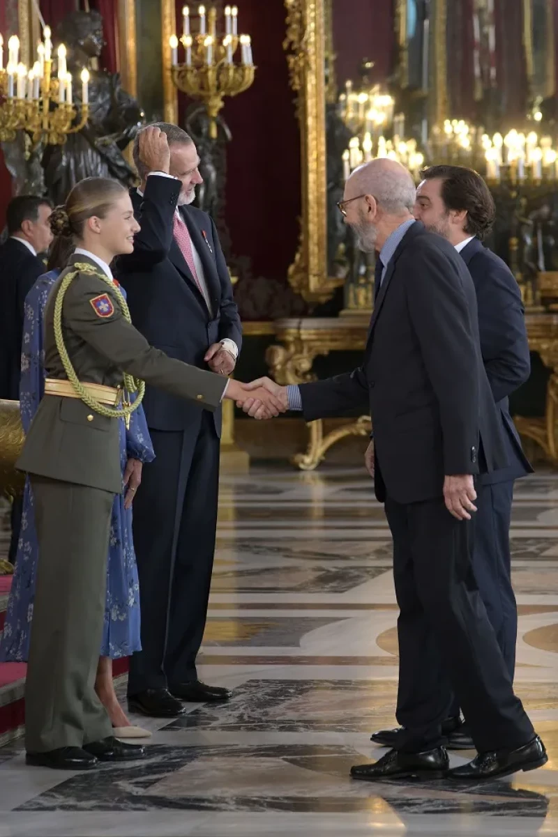 Miguel Rellán, en el besamanos del último Día de la Hispanidad, con la princesa Leonor.