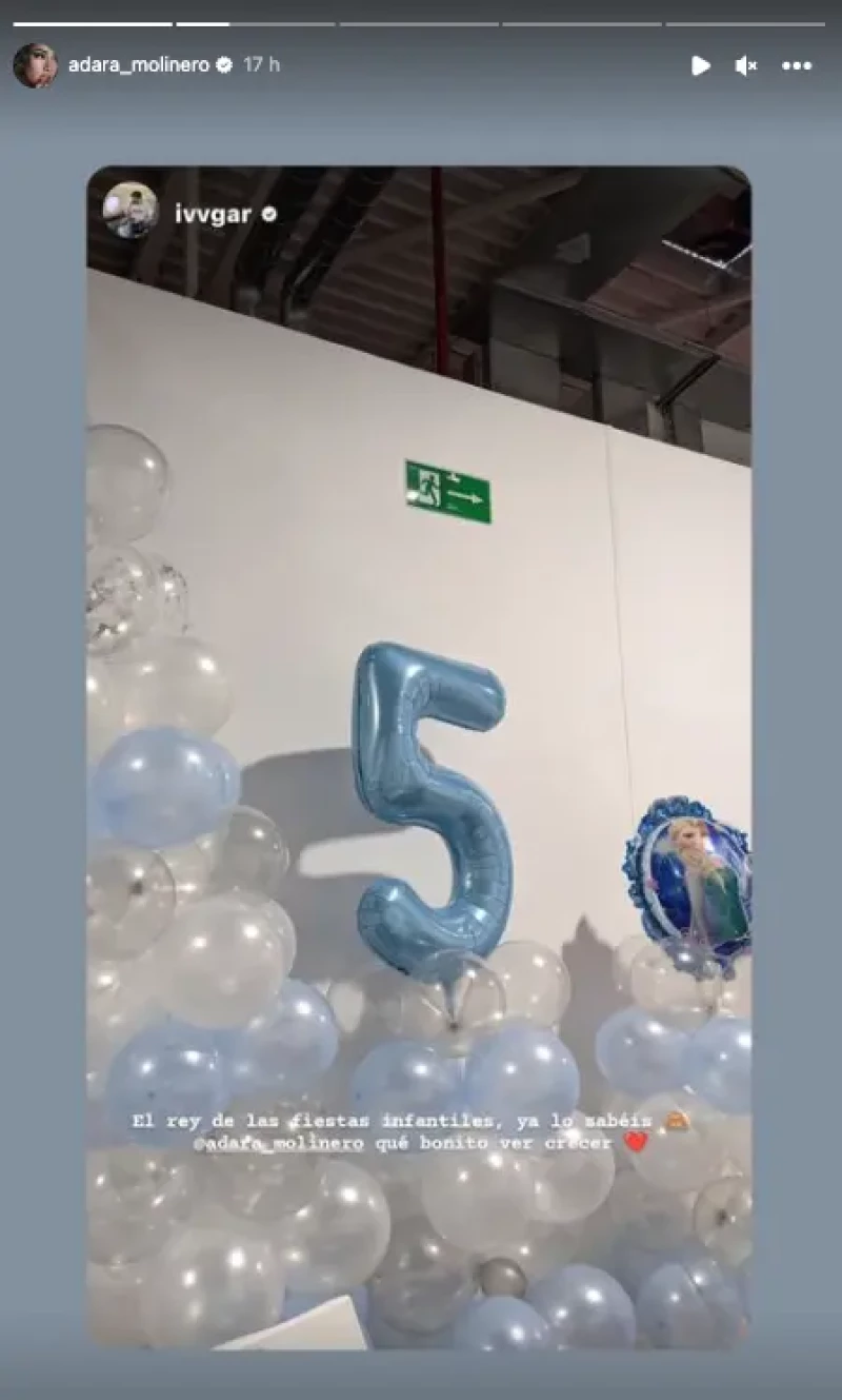 Historia de Adara mostrando la fiesta de cumpleaños de su hijo.