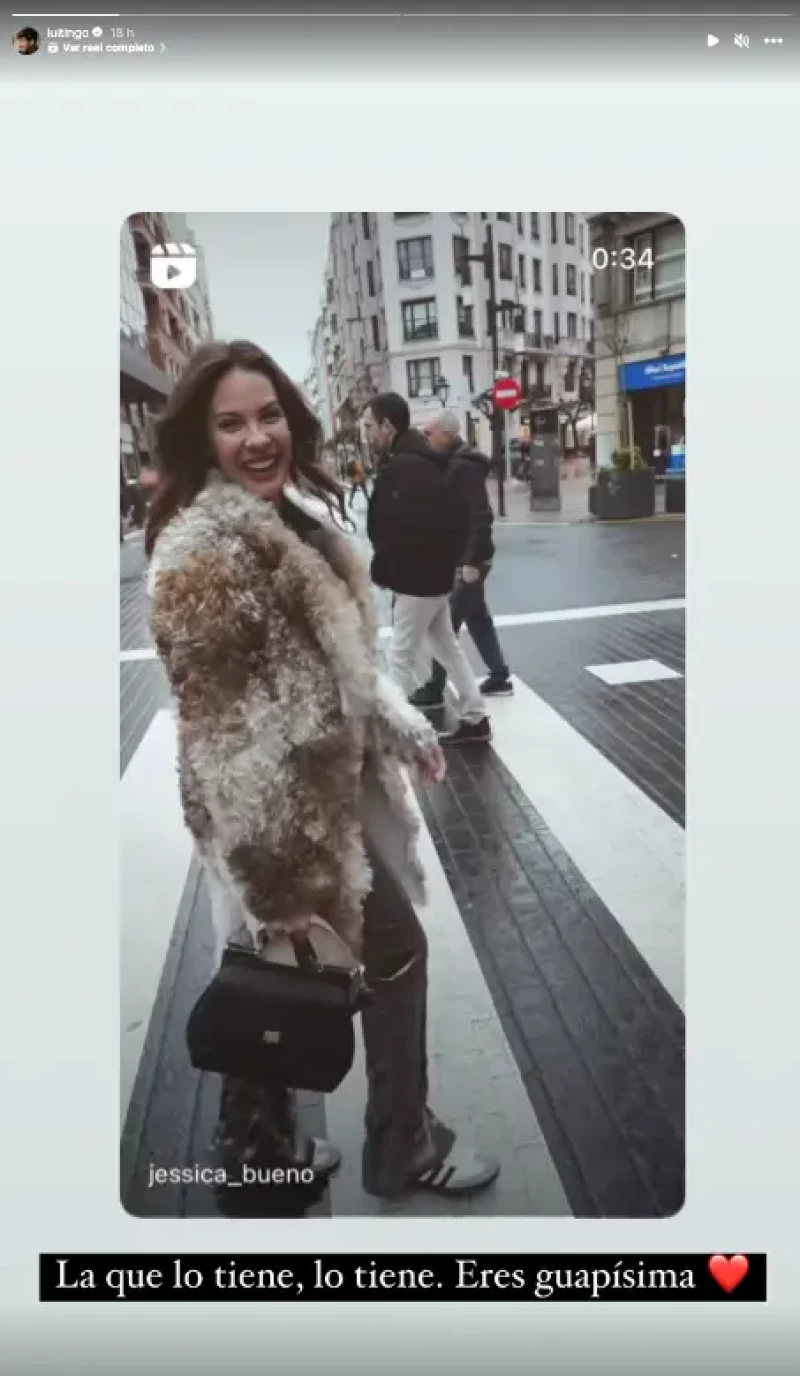 Historia de Instagram de Luitingo en el que Jessica Bueno pasea feliz.
