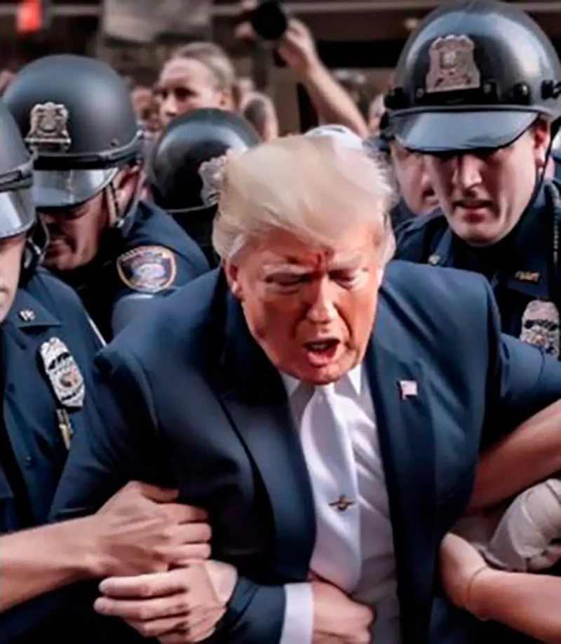 Donald Trump detenido por la policía en otro montaje.