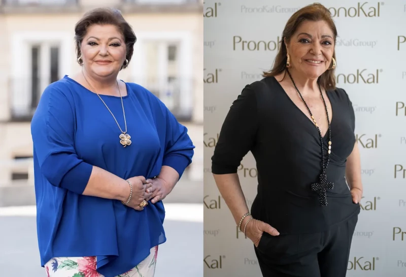A la izquierda, Charo Reina en una imagen antes de perder 40 kilos. Charo está muy contenta con su nueva silueta, mucho más estilizada (a la derecha).