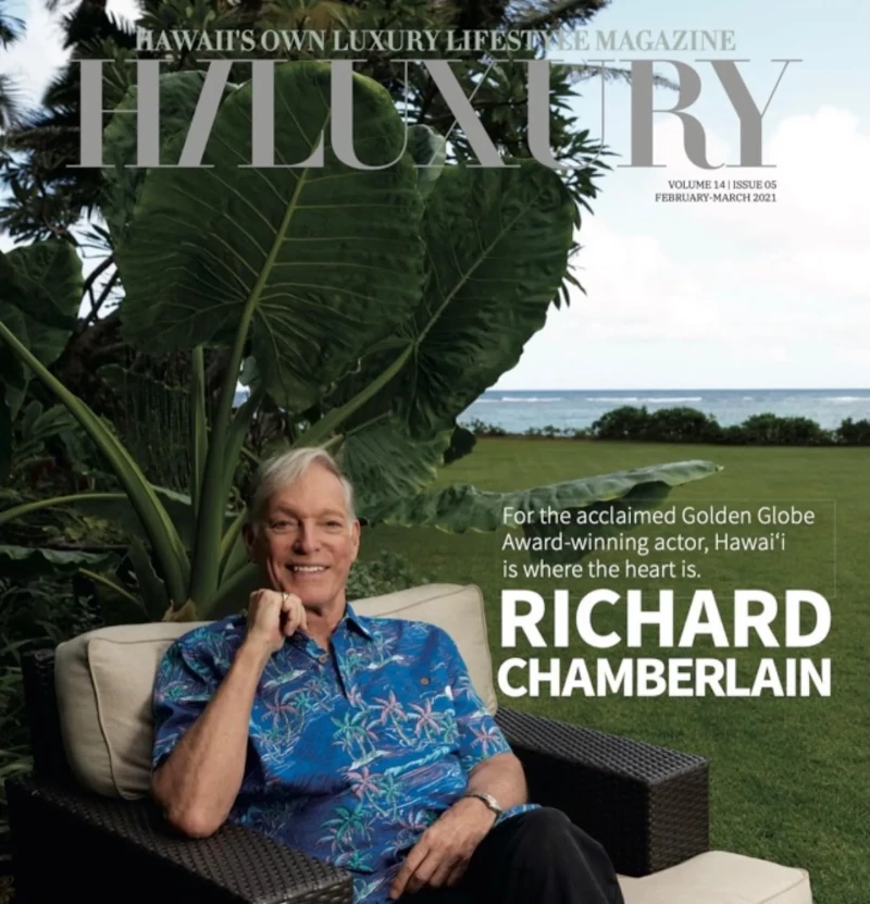 Richard Chamberlain, portada de una revista de decoración de Hawaii.