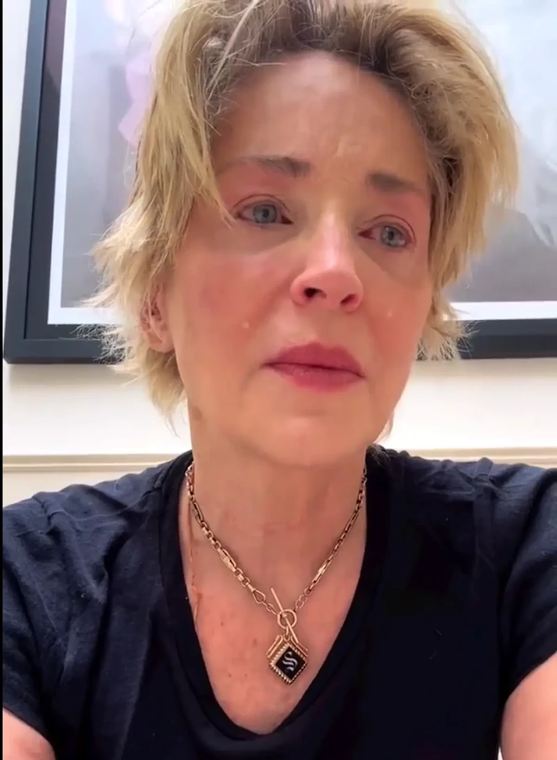 Sharon Stone llorando