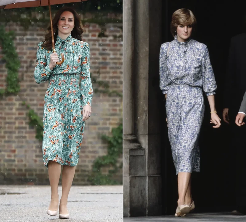 Kate Middleton y Lady Di llevando un vestido muy parecido