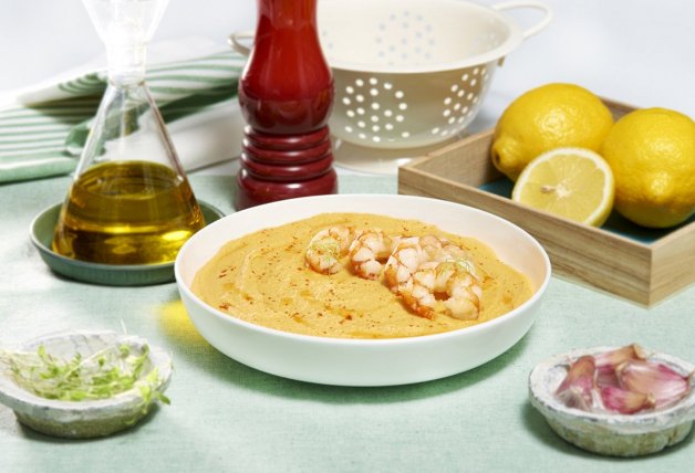 receta-humus-con-gambas-al-ajillo