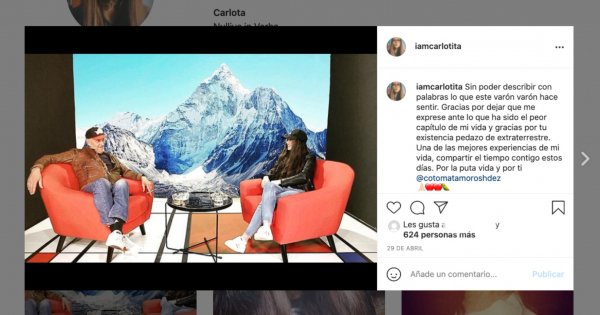 La foto que subió Carlota Prado de su entrevista con Coto Matamoros.