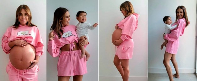 Paula compartió esta secuencia de imágenes de su embarazoy postparto junto a su bebé. 