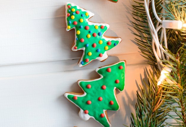 Galletas de Navidad con forma de árbol.