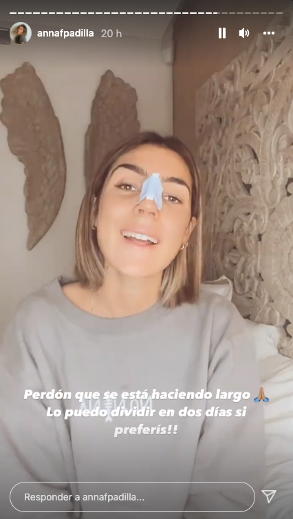 Anna Padilla muestra su nariz operada por primera vez.
