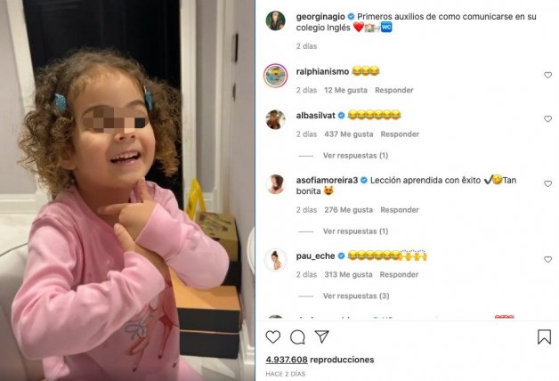 La hija de Cristiano y Georgina explica cómo pide ir al lavabo en el colegio.