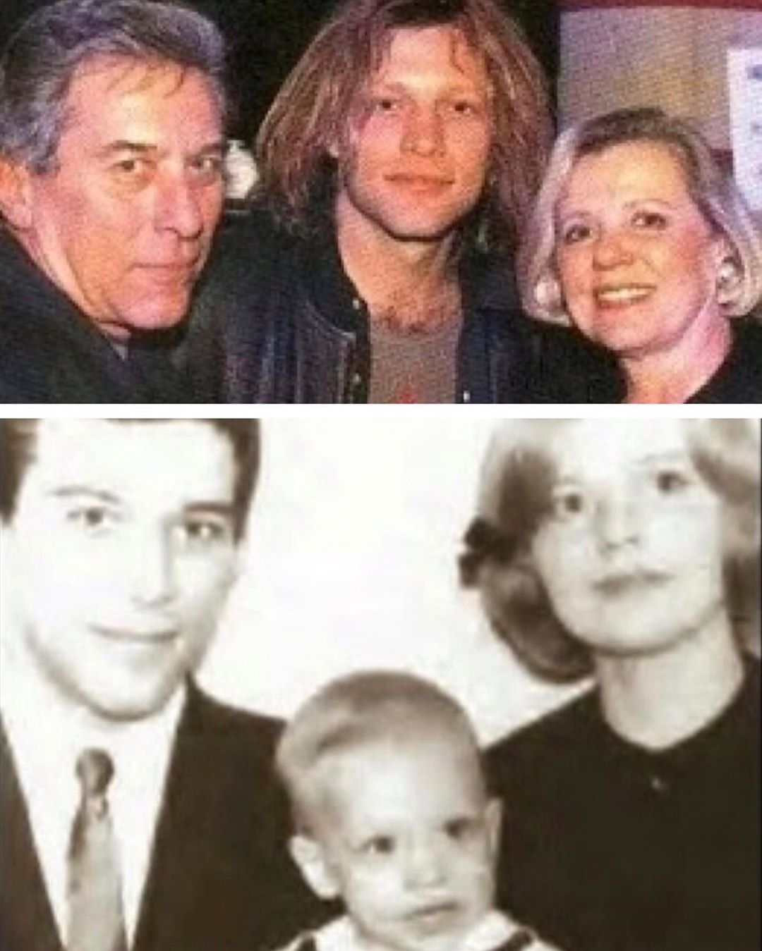 Con sus padres, la exmodelo Carol Sharkey y John Frank Bongiovi, peluquero, de bebé y de adolescente.