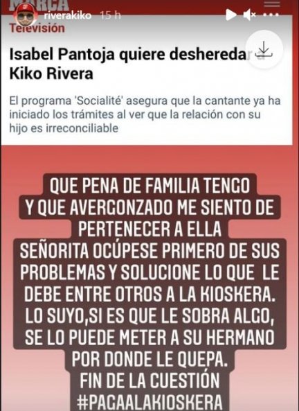 Kiko se ha mostrado así de duro con su madre.