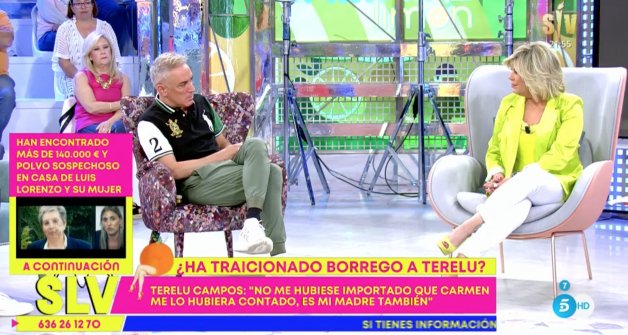 Kiko Hernández y Terelu Campos, en el plató de 'Sálvame Diario' (Telecinco).