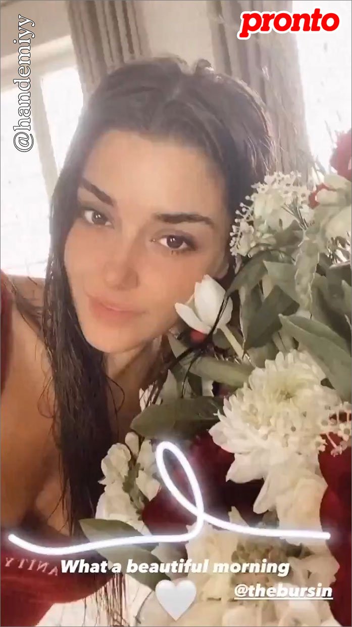 Esta es la imagen que ha compartido Hande Erçel agradeciendo el gesto a su novio.